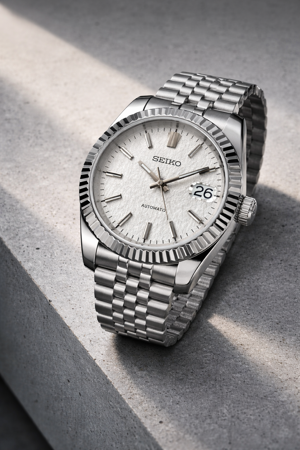 Seiko Datejust - White Textured Dial Automatic Watch